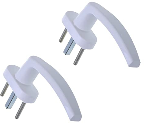 Aqbau® Lot de 2 poignées de fenêtre en PVC blanc - Olive en plastique sur rosace ovale - 28 x 63 mm - Poignées de fenêtre pour fenêtres, portes de balcon et portes de terrasse - Poignée ergonomique