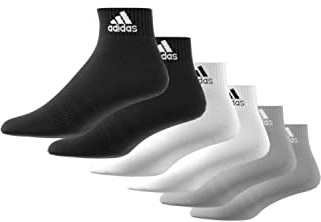adidas Unisex - Adulto Thin and Light Sportswear Ankle Socks 6 Pairs, Medium Grey Heather/White/Black, 6.5-8