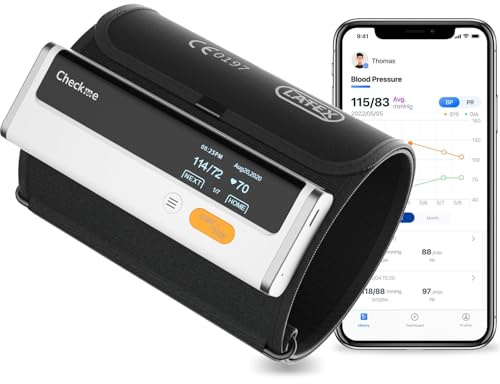 Checkme Bluetooth Blood Pressure Monitor for Home Use, Upper Arm Blood Pressure Machine with Wireless Large BP Cuff, Portable Digital BP Monitor, Reports for iOS & Android