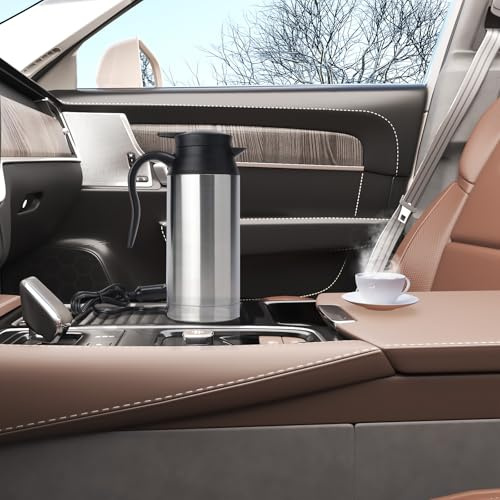 L-home Wasserkocher 12V, 600ml 120W Auto Edelstahl Wasserkocher,für Fernverkehr Autofahrt Camping im Freien