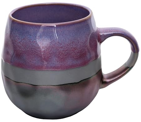 hengshukeji Große Keramik-Kaffeetassen, 500 ml handgefertigte glasierte Teetasse mit Griff für Latte, heißen Kakao oder heißen Tee, mikrowellen- und spülmaschinenfest (Rosa)