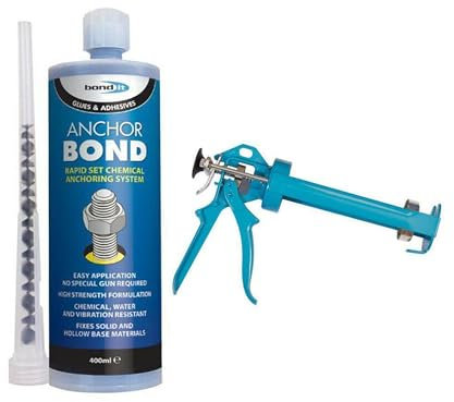 Bond It 400ml Anchor Bond Adhesive Chemical Studding Mortar With Applicator Resin Gun Polyester Anchor Resin Anchor bond Rapid Set Construction Adhesive Bolts Stud Wall ties Starter Bars Screws