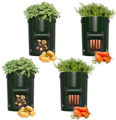 Senders 4Pack Potato Grow Bags 10 Gallon Potato Growing Bags Potato Planting Bag Garden Plant Bags for Potatoes Carrots Tomatoes, Cucumbers and other Vegetables