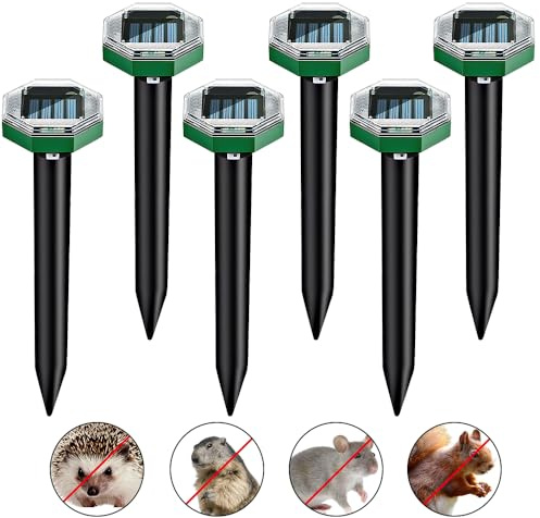 Hojalis Repellente Solare per Talpe, 6 pezzi Dissuasori per Talpes, Dissuasore per Talpes, Scaccia Talpe Ultrasuoni Solare, Ultrasuoni per Topi da Esterno per Prato All'aperto, Giardino