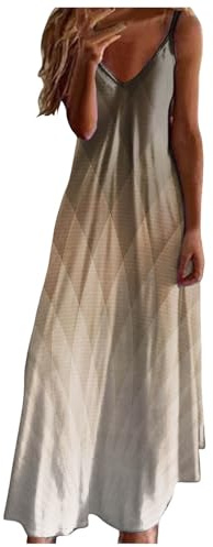 WVONIF Robe Ete Femme Courte Fine Bretelles Robe Ete Femme Longue Boheme Style Robe de Plage Chic Robe d'été élégante Casual sans Manche Robe Invite Mariage Femme （ Kaki, L