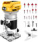 Router inalámbrico compatible con batería Dewalt de 20 V, recortadora de madera sin escobillas de 1300 W con 6 velocidades, guía recta, rueda guía, 15 brocas de fresado y 2 llaves, enrutador de palma