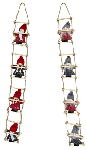 NITNOEI 2 Piezas de Adornos de Escalera de Navidad, Anciano en Escalera, Colgante para el Árbol, Muñecas, Chimenea