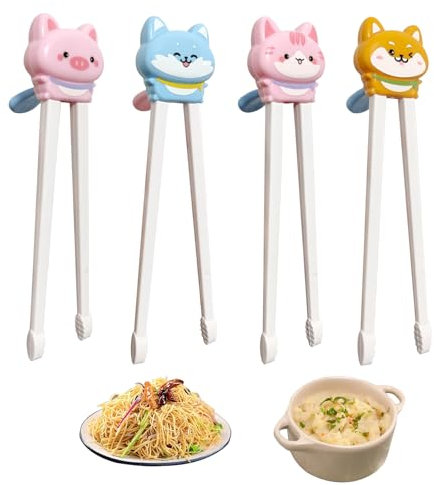 4 Paia Bacchette da Addestramento, Bacchette Cinesi Bacchette Per Principianti Per Bacchette Per Animali Bacchette Ausiliarie Bacchette Sushi (cucciolo intelligente)