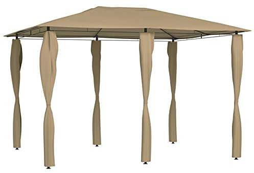 Xichuzi Pavillon mit Pfostenabdeckungen, Faltpavillon, Pergola, Partyzelt, Standmarkise, Sonnenzelt, Garten Pavillion, Grillpavillon, 3x4x2,6 m Taupe 160 g/m²