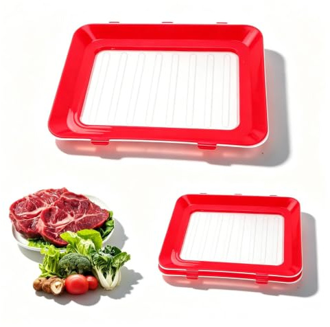 WJUAN Taper Embutido Nevera, 3 Piezas Porta Embutidos Nevera, Rojo, Puede Reemplazar la Película de Plástico, para Guardar Jamón, Carne, Verduras