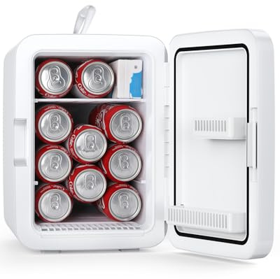 Antarctic Star Compact Mini Fridge, 10L Portable Small Refrigerator, 2.6 Gal Mini Fridge with AC/DC Adapters, Small Cosmetics Cooler for Beverage, Food, Makeup, Bedroom, Office, Dorm, White
