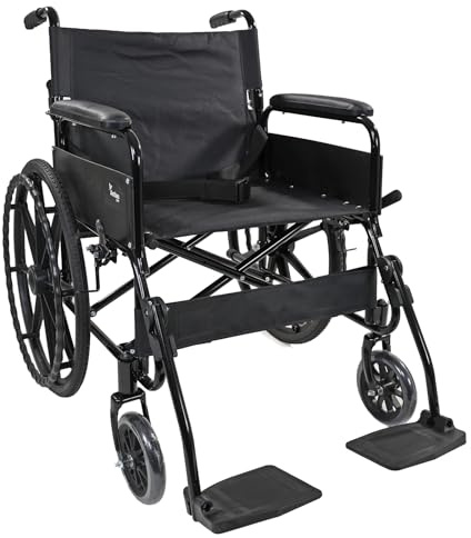 Actiasgear Folding Self Propelled Wheelchair – Lightweight Mobility Chair with Mag Wheels, Armrests, Footrests & Seat Belt | 20 Seat Width (VAT Included – Standard Purchase)