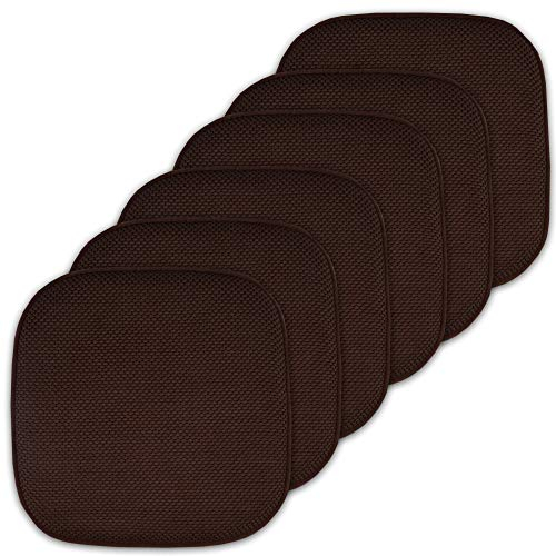 Sweet Home Collection Cushion Memory Foam Chair Pads Honeycomb Nonslip Back Seat Cover 16 x 16 Brown, Pack of 6