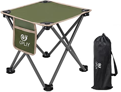 Opliy Camping Stool, Folding Samll Chair Portable Camp Stool for Camping Fishing Hiking Gardening and Beach, Camping Seat with Carry Bag (Green, L 13.5)