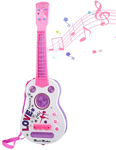 Kids Electric Guitar Toys for Ages 2-4, Musical Instruments for Toddlers 4 Strings Child Guitar with Flash Light Built in Music 2+ Year Old Boys Girls Gifts