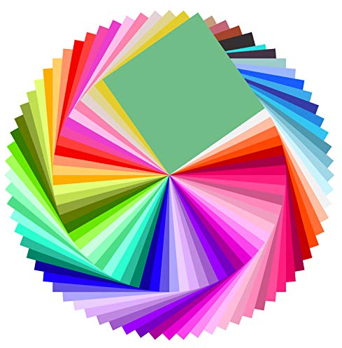 Baoweihua Origami Papier, 100 Blatt 50 Farben 20 x 20cm Farbiges Bastelpapie mit 200PCS Wackeln Sie mit den Augen für Weihnachten Origami DIY Kunst und Bastelprojekte