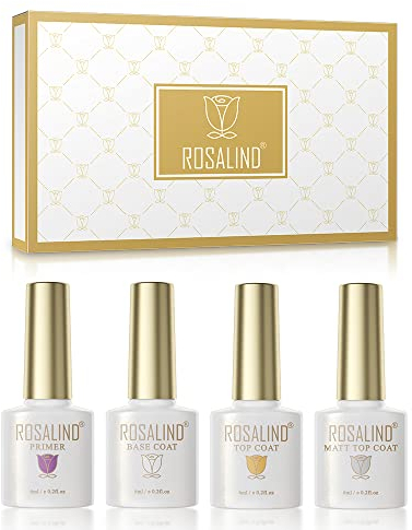 ROSALIND Base und Top Coat UV Nagellack Set Mit Matte Top Coat Primer, Unterlack und Überlack für Nägel Gellack für Salon & Home Nageldesign