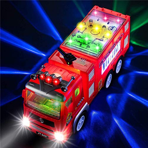 ZHOUJIE Camión de Bomberos de Juguete con Luces y Sonidos, Coches de Juguete para Niños de 2 a 3 Años de Edad Vehículos Inerciales de Juguete para Niños y Jóvenes