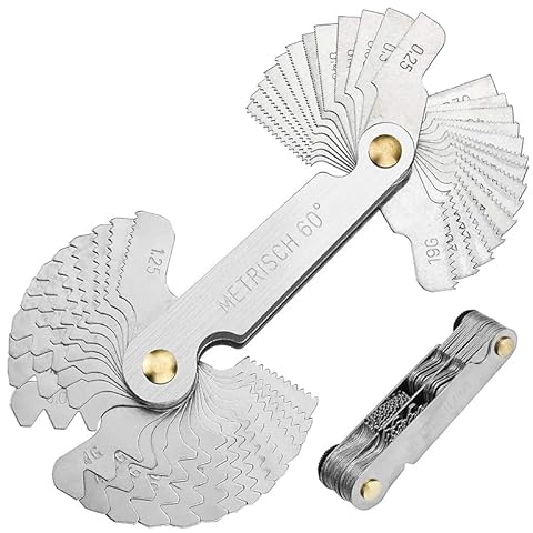 52 Pcs Stainless Steel Screw Thread Gauge Tool 60°/55° Metric and Imperial Thread Pitch Cutting Gauge Screw Gauge Measuring Tool Thread Pitch Gauge for Industrial Measurement