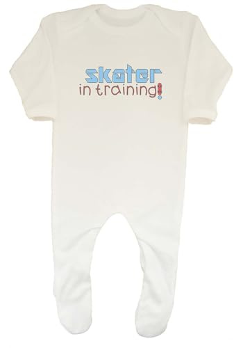 Shopagift Skater in Training Baby Romper Skateboard Skateboarding Skateboarder Boys Girls Gift White