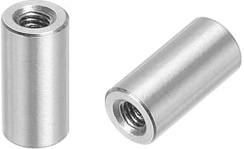 sourcing map 10Pcs M3 Round Connector Nuts, 304 Stainless Steel Coupling Nut 8mm/0.31 Length Sleeve Rod Bar Stud Nut for Bracket, M3x8x6mm