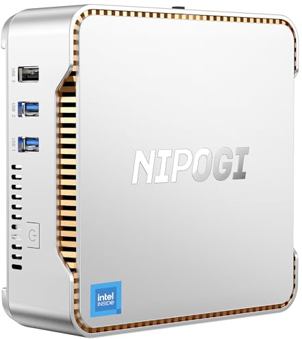 NiPoGi Essenx E2 Mini PC, Ιntel Alder Lake-N97(4C/4T, bis zu 3,6 GHz), 8 GB DDR4 256 GB M.2 SSD Mini Desktop Computer W-11 Pro, HDMI, DP, Dual-WiFi, 4K Dual Display Micro-PC mit VESA für Schule/Büro.