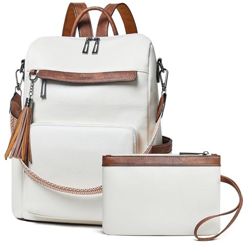 Shrrie rucksack damen elegant geeignet für 15,6Zoll-Notebooks Langlebig wasserdicht Damen aus Leder mit Laptopfach,Reiserucksack Lederrucksack Schulrucksack mit Geldbörse Wasserdicht Arbeit Business