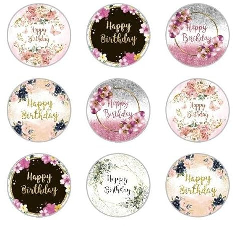 24 x Happy Birthday Sign Edible Rice Wafer Paper Cupcake Toppers Cake Deorations Bday Celebration