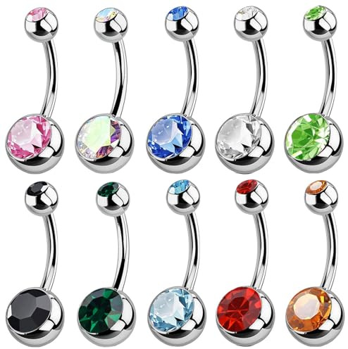 PanAcratis 10 Pcs Belly Button Bars Belly Bars Belly Button Piercing Body Jewelry Navel Ring Belly Piercing Jewellery