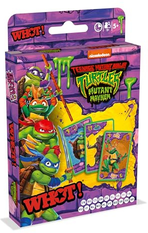 Waddingtons Number 1 Teenage Mutant Ninja Turtles WHOT! Kartenspiel, abwechselnd passende Formen, Zahlen und Charaktere einschließlich Raph Donnie und Mikey Tolles Geschenk und Spielzeug für Jungen