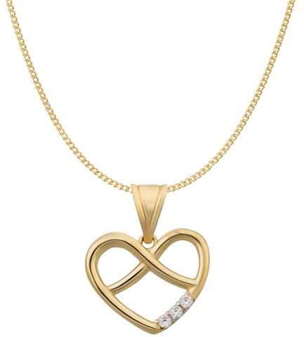 Ardeo Aurum Damen Schmuck-Set aus 375 Gold Herz-Anhänger mit Zirkonia Steinchen Eternity Infinity Panzerkette 1,4 mm Gelbgold 60 cm