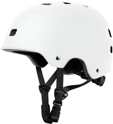 LeapBeast Stadthelm, Robuster Fahrradhelm für den Alltag, Skaterhelm mit Drehrad-Anpassung Geeignet, für Beim Skaten, BMX-Fahren Oder Longboarden für Kinder Erwachsene (Weiß, L)