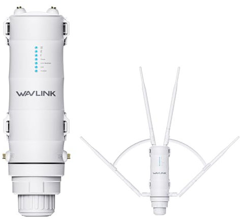 Répéteur Wi-FI extérieur WAVLINK AC1200, répéteur Wi-FI extérieur avec Power Over Ethernet, étanchéité IP65, RJ45 Gigabit, MU-MIMO, 4 antennes 7 dBi pour extérieur 100 m