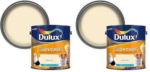 Dulux Easycare Washable & Tough Matt Emulsion Paint For Walls And Ceilings - Daffodil White 2.5 Litres (Pack of 2)