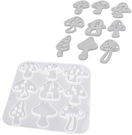 Ideen mit Herz Moule en silicone | Champignons | Pour 9 pendentifs champignons de différentes tailles et designs | Moule pour résine époxy, peinture à la résine UV ou plâtre | Moules à faire soi-même