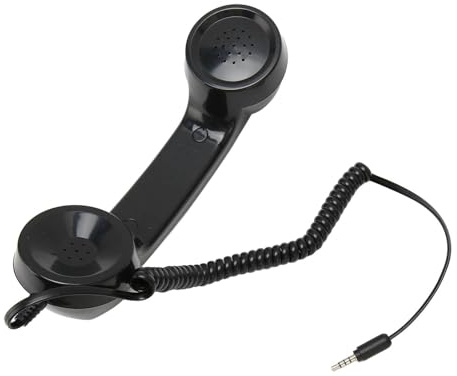 Badafaci Retro Phone Handset with 35mm Jack Classic Telephone Receiver for Smartphones Reduce Radiation Clear Sound for Elderly Parents ABS Material Universal Compatibility Comfortable (Black)