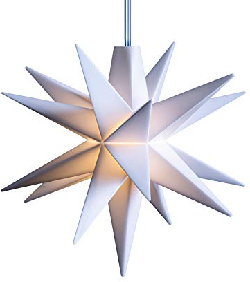 STEINFIGURENWELT GIEBEN 3D LED Stern Ø 8 cm Weihnachtsstern Batterie Ministern Innen mit Timer Kunststoff Stern klein Leuchtstern Deko für innen Indoor von Dekowelt (Weiß)