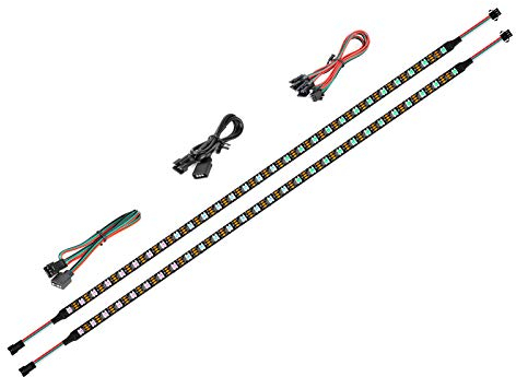 BTF-LIGHTING LED RGB PC Light Strip 2PCs 19in Striscia LED indirizzabile individualmente per testate LED RGB 5V 3 Pin per Asus Aura, Gigabyte RGB Fusion, Mystic Light