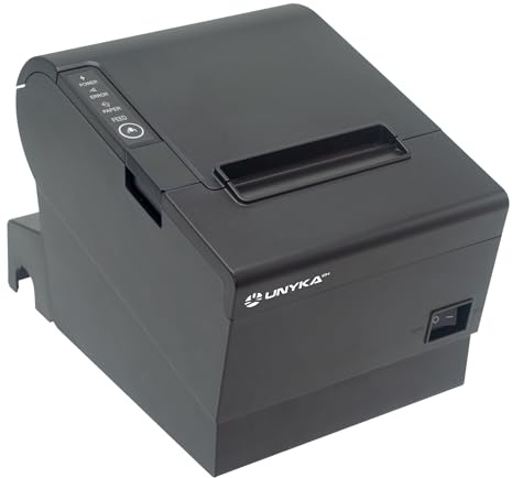 Unykach Imprimante Thermique de Tickets POS5 UK56009 avec Boutons supérieurs, connexions USB, RJ12, RJ11 et LAN, Compatible avec Windows, JPOS, OPOS, Linux, Android et Mac