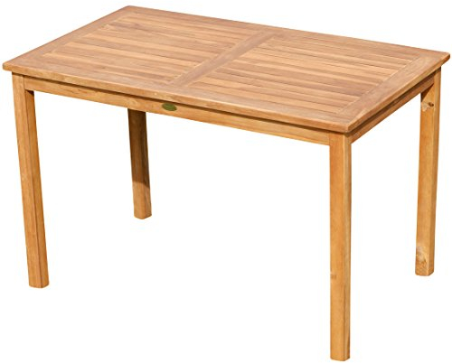 ALEOS. echt Teak Holztisch 120x70 cm Gartenmöbel Gartentisch Garten Tisch Holz sehr robust aus der Serie Alpen