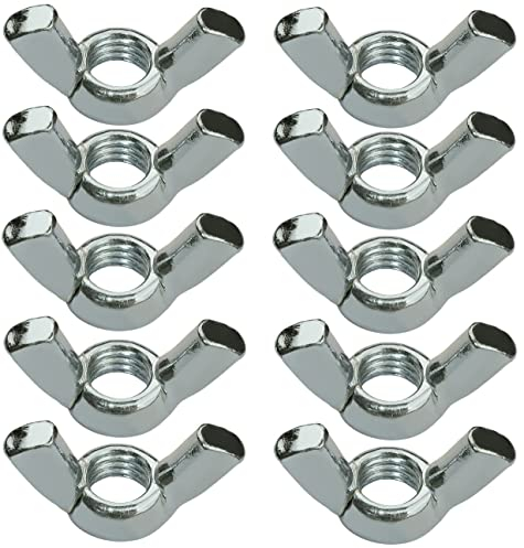 AERZETIX - C58239 - Lot de 10 Écrous papillons/à oreilles M10 - écrous à ailettes - métrique femelle - en acier zingué - couleur argent