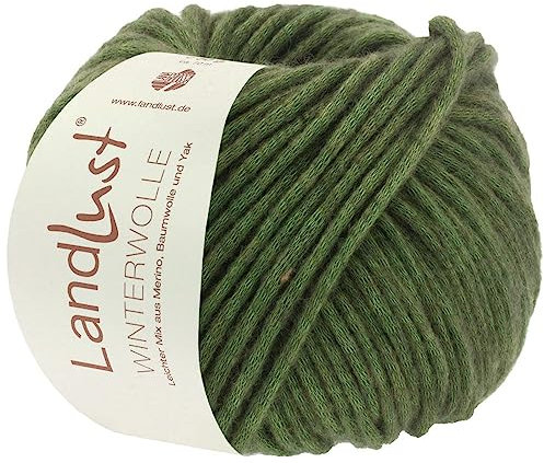LANA GROSSA Landlust Winterwolle | Soffilo mit Yakfasern | Handstrickgarn aus 50% Schurwolle (Merino), 35% Baumwolle & 15% Yak | 50g Wolle zum Stricken & Häkeln | 70m Garn FB25
