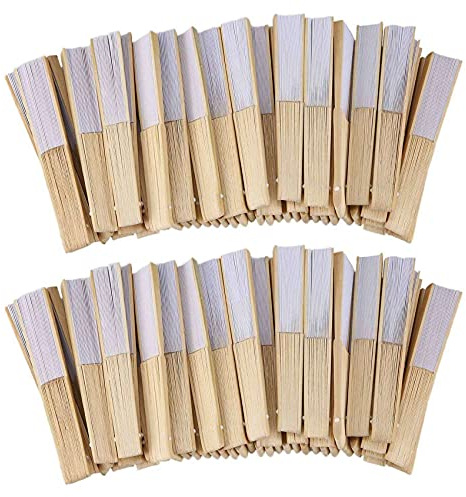 KOHYUM 100 st vita vikbara eleganta pappersfläkt bröllopsgåvor 21 cm (vit)
