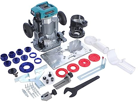 KATSU FIT-BAT 18V Brushless Recortadora Inalámbrica Cortadora de Madera Laminador Enrutador con 3 Mandriles Collets, Base de Inmersión y Accesorios para Carpintería, sin Batería ni Cargador