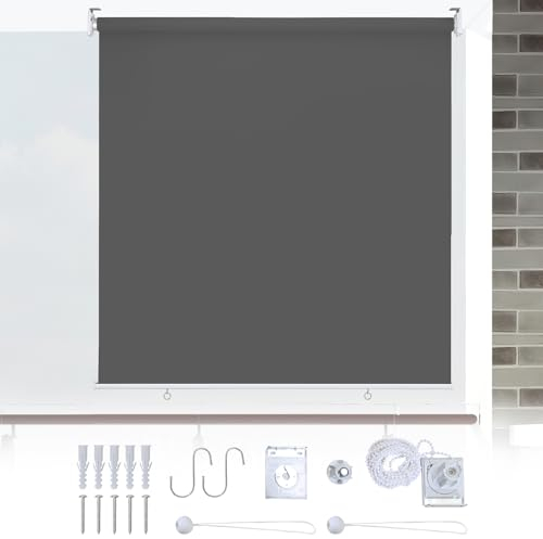 Ikodm Store vertical extérieur de 140 x 240 cm, pour balcon, ombrage intérieur et brise-vue, gris foncé