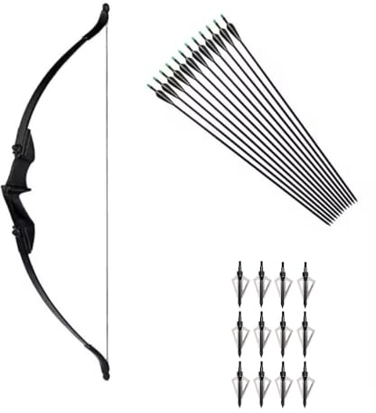 53 Takedown Recurve Bow and Arrow Set Adult 30/40LBS Archery Right Left Hand Archery Target Practice Outdoor Hunting 12pcs Arrow (F-12arrows+12broadheads, 30lbs)