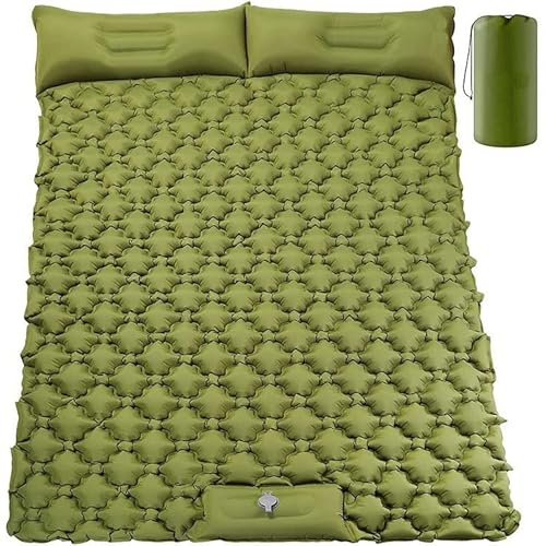 Double Camping Sleeping Mat, Self-Inflating with Foot Press Pump, Camping Mattress Double, Portable Bed, Foldable Sleeping Mat With Cushion for Outdoor Use, Ideal for Hiking, Outdoor Activities