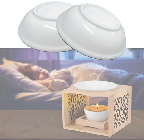 Onlvmyur 2 piezas Cuenco de Cerámica Repuesto Tazón de Calentador de Aceites Esenciales Universal Quemador de Aceites Esenciales de Cerámica Plato de Cera de Aceite para Lámpara Aromática/Aromática (9