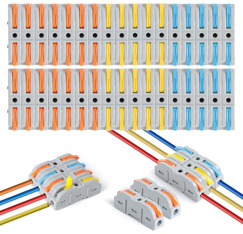 Romon Kabelverbinder, 34 Stück Klemme mit Betätigungshebel, 4mm² Leiter Kabelklemmen Elektro Elektrische Anschlussblöcke, Verbindungsklemme Elektroklemmen Können Frei Kombiniert Werden für Feste Kabe