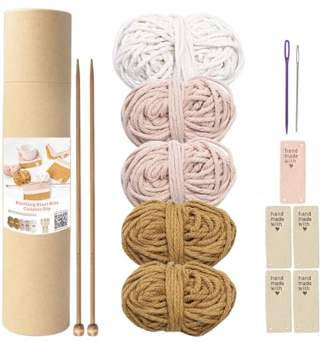 Salyeeluly Kit Tricot Pour Débutant Adulte Complet | Bonnet En Laine À Tricoter Soi-Même Pour Enfant Et Adulte | Kit De Dessous De Verre di-yÉcharpe Pour Débutant Avec Aiguilles À Tricot